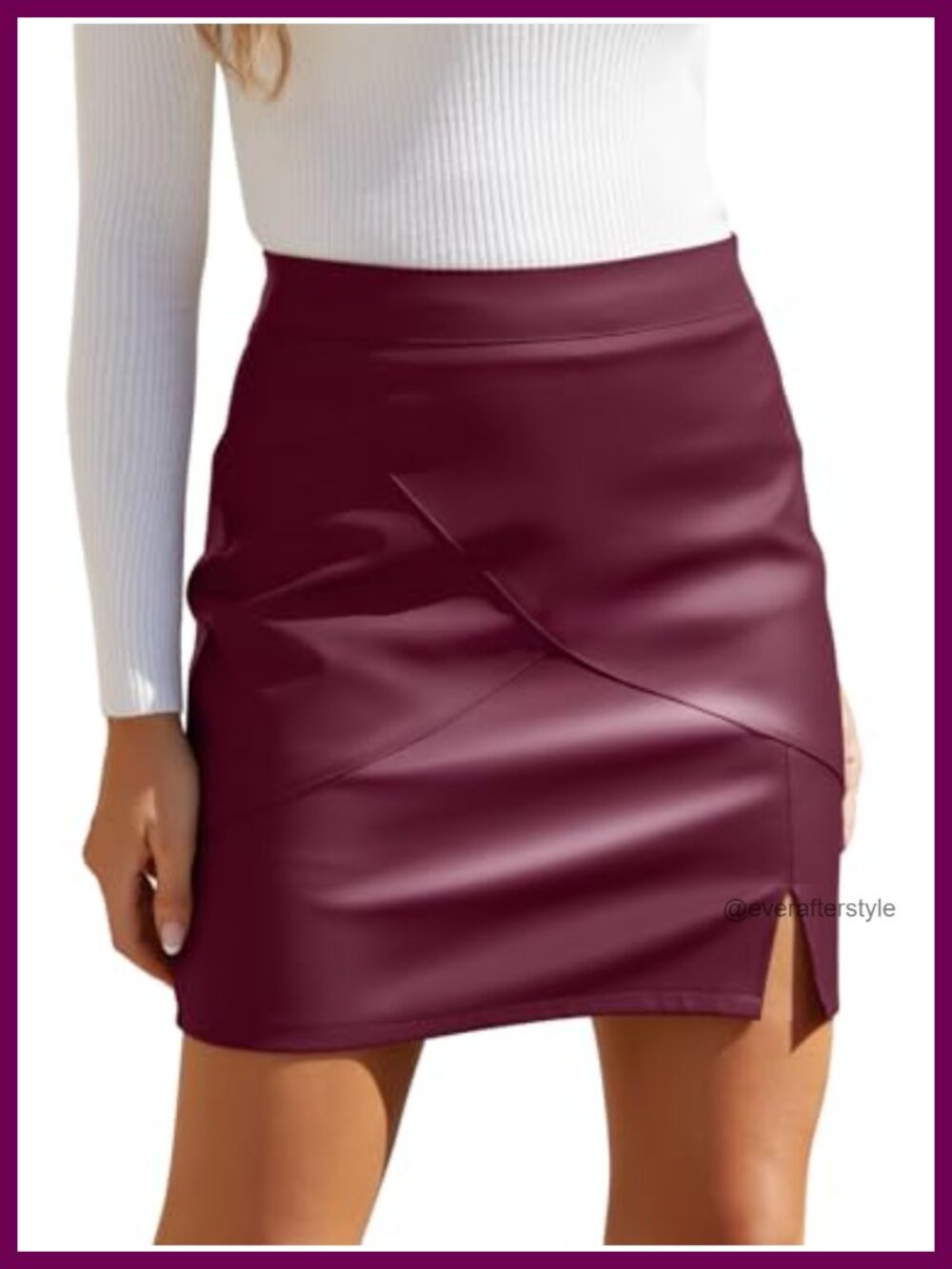 Faux Leather High Waisted Bodycon Pencil Mini Skirt with Built-in Shorts